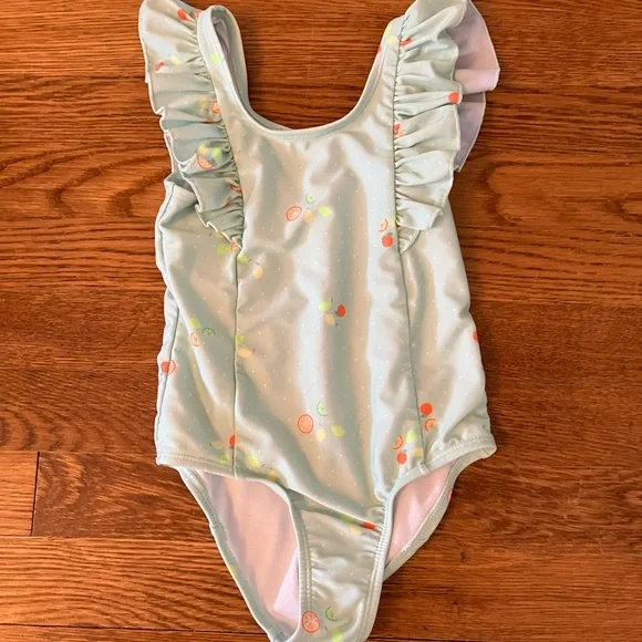 Size 4 Bathing Suit Bundle Disney Green Rashguard Swimwear Elsa Anna Swim Shirt - Picture 2 of 13